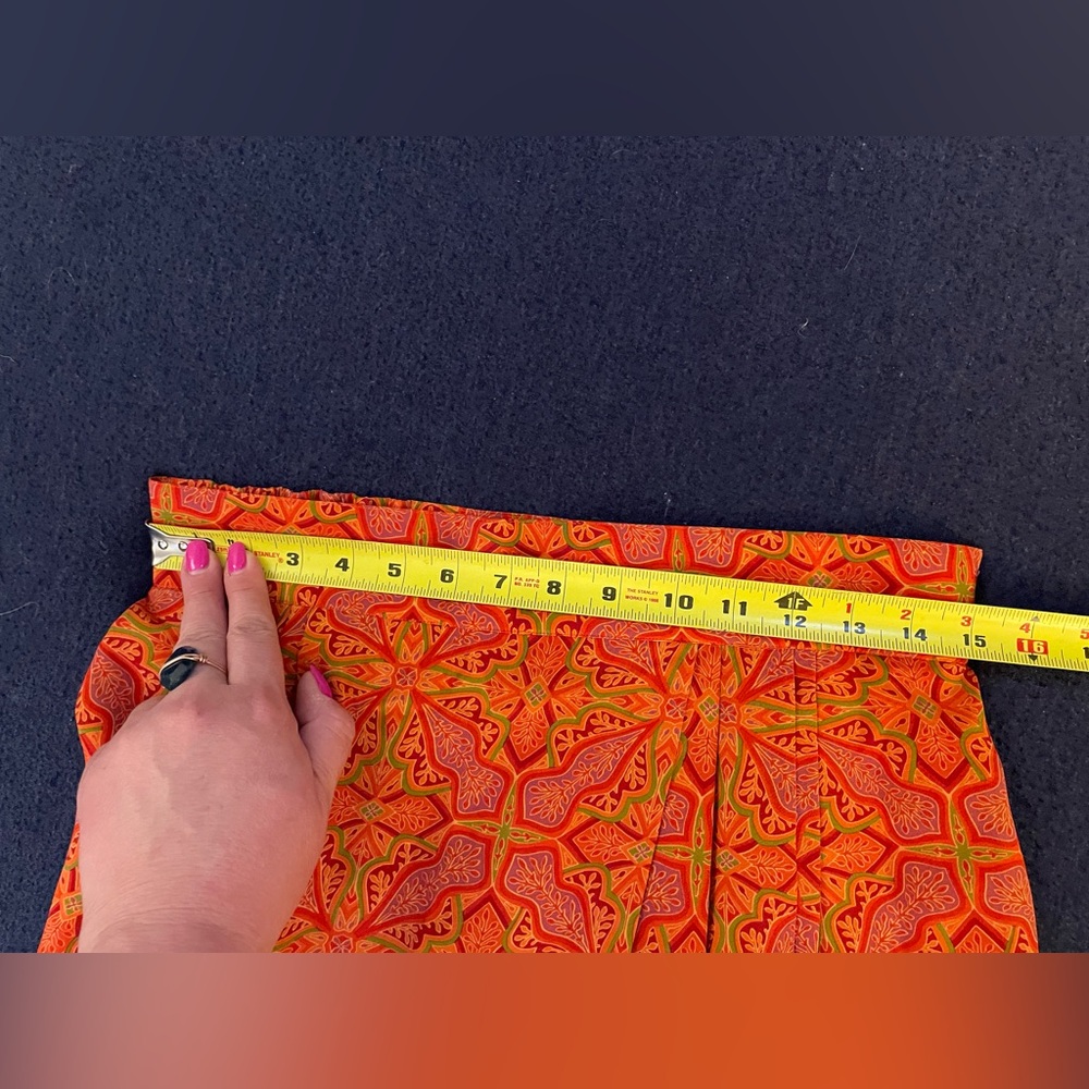 EVAN- PICONE rusty orange & red 100%silk pleated midi-maxi pencil skirt Vintage - Picture 13 of 16
